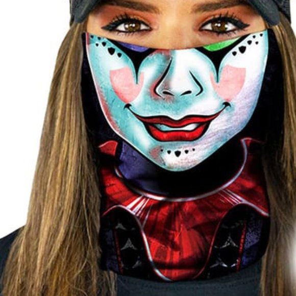 Womens Face Shield Mask Ceramic Doll Neck Wrap Gaiter Headband Halloween UPF30 - Picture 1 of 3